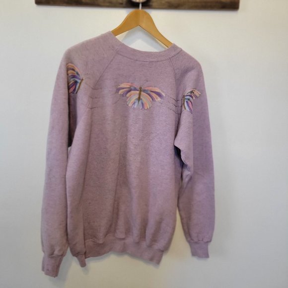 Vintage 90s Hanes Her Way Crewneck Sweatshirt XLarge lavender  Made USA - Picture 4 of 5